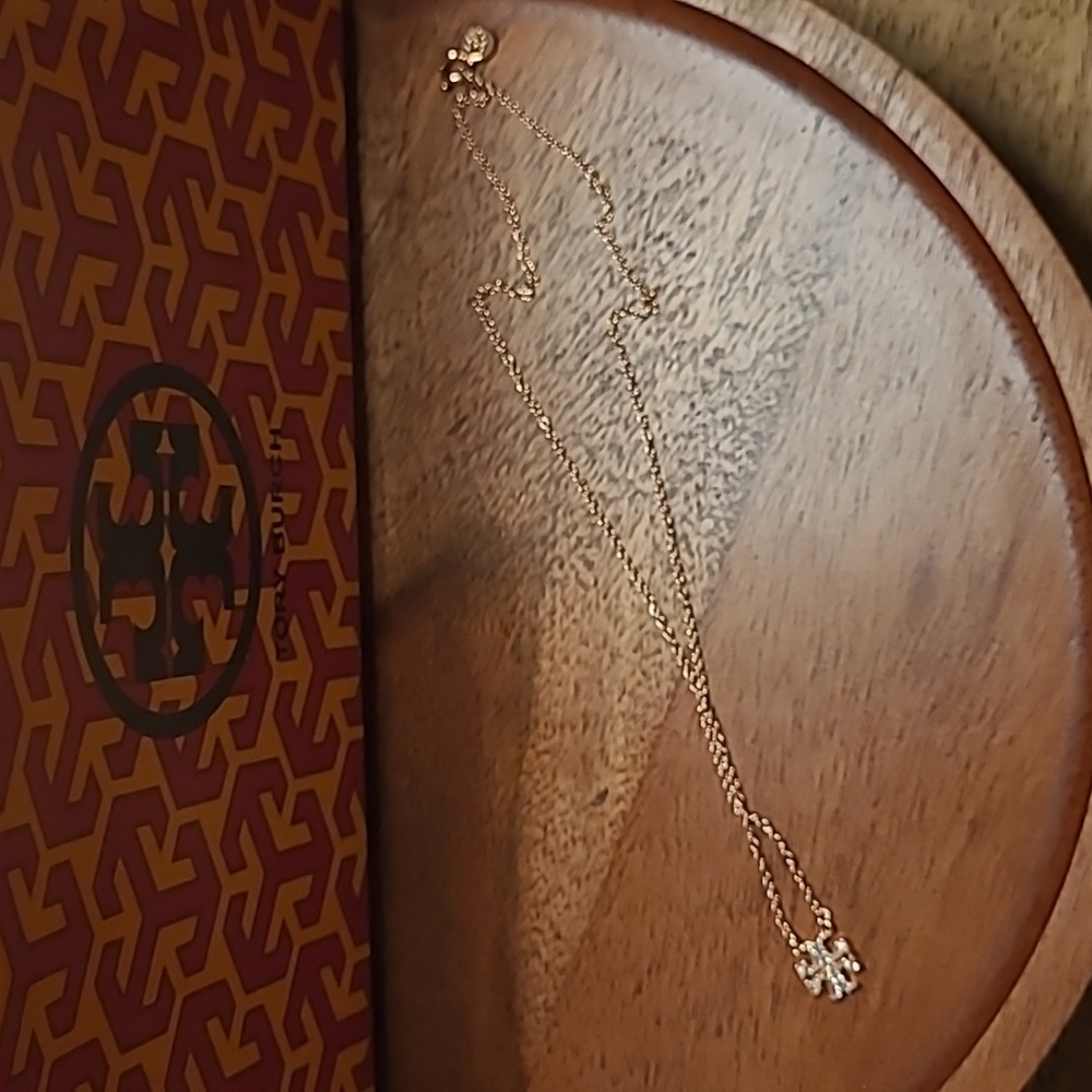 Tory Burch Rose Gold Necklace Double T Logo